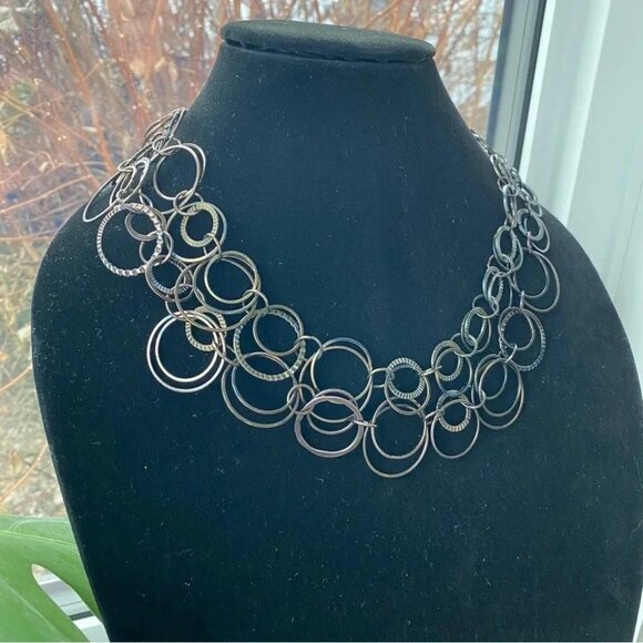 Modernist Circle Hoop Black and Bronze Necklace Layer Necklace - Picture 6 of 8